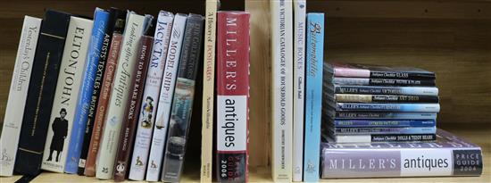A quantity of reference books relating to mixed antiques, including Millers Guides, Marine Art, Music Boxes,